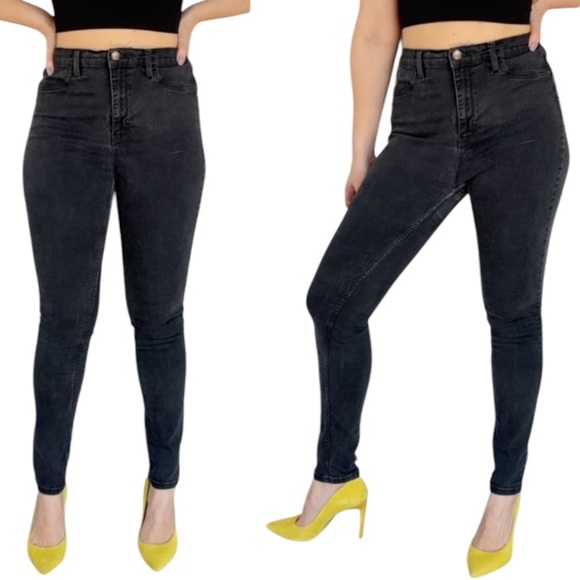 Free People black high rise stretch skinny jeans size waist 31R - Picture 1 of 11